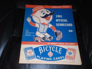 1961 Cincinnati Reds Baseball Score Card Program Vs Phillies Reds Win