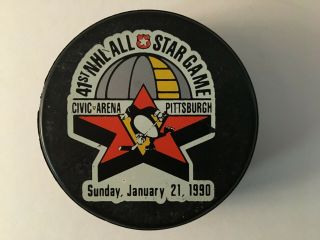 Nhl All - Star Game Commemorative Puck - 1990 Pittsburgh,  Penna