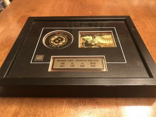 Bobby Orr Boston Bruins Signed Autographed Shadowbox Puck And Card