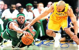 Paul Pierce Derek Fisher Signed Autographed 11x17 Photo Celtics Lakers Beckett