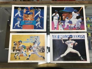 1984 Union 76 Los Angeles Dodgers Set Of 16 Vintage Poster Prints 8.  5 X 11 Htf