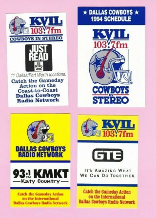1994 1995 1996 1998 Dallas Cowboys Pocket Schedule Set