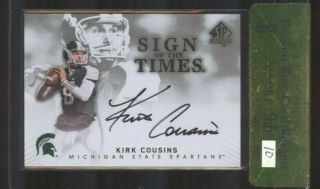 2012 Sp Authentic Kirk Cousins Rc Sign Of The Times Auto Bgs 9.  5 /10