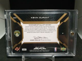 Kevin Durant 2007 - 08 Upper Deck Black Rookie Patch Auto RPA /10 (3/10) HOTTT 2