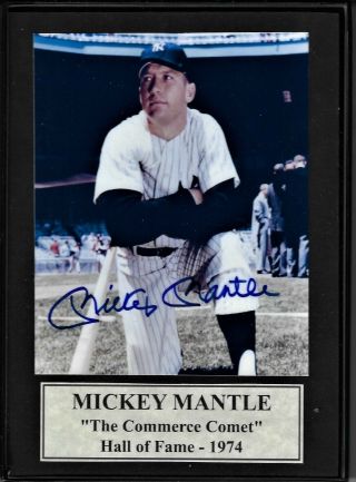 5x7 Framed Mat With 3.  5x5 Color Photo Of Mickey Mantle,  Live Ink Signed