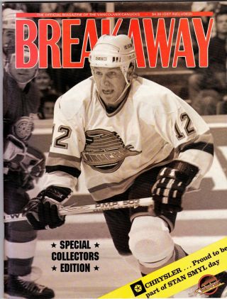 Nhl Program Edmonton Oilers Vs.  Vancouver Canucks 1991,  Stan Smyl Section Icc1
