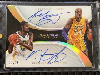 Kobe Bryant Kevin Durant 2017 - 18 Immaculate Dual Auto 22/25 Ssp Autograph