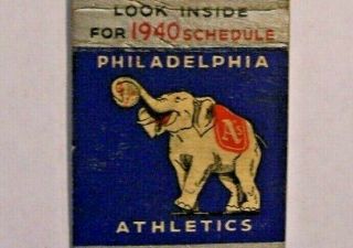 Rare 1940 Philadelphia Athletics Mlb American League Baseball Schedule