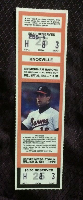 5/25/1993 Knoxville V Birmingham Barons Ticket Stub (sl Champs)
