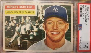1956 Topps 135 Mickey Mantle Psa 3 Very Good Card