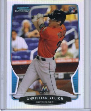 Christian Yelich 2013 Bowman Chrome Refractor Rc Card 40 Brewers - Ro
