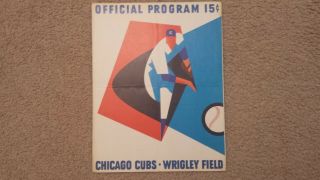 1965 Chicago Cubs Cincinnati Reds Program Scorecard Complete Filled Rose Banks