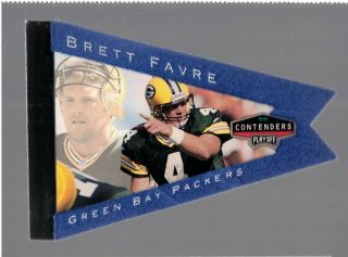 1998 Playoff Contenders Blue Felt Pennant Brett Favre Flag Green Bay Packers
