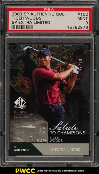 2003 Sp Authentic Golf Extra Limited Tiger Woods /25 102 Psa 9 (pwcc)