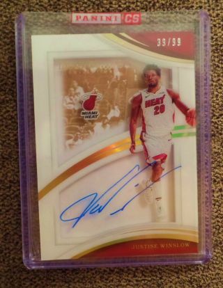 Justise Winslow 2017 - 18 Panini Immaculate Shadowbox Signatures Auto /99 Heat Sp