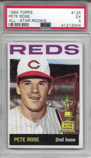 1964 Topps 125 Pete Rose Psa 5 Ex All - Star Rookie