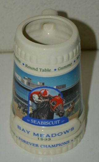 Minty Horse Racing Seabiscuit 1993 Bay Meadows Ceramic 3d Beer Stein Mug