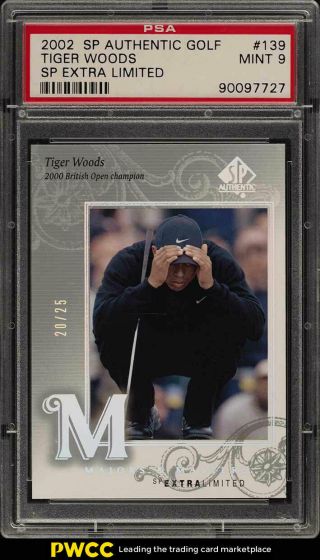 2002 Sp Authentic Golf Extra Limited Tiger Woods /25 139 Psa 9 (pwcc)