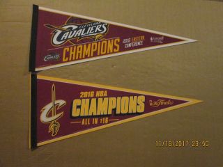 Nba Cleveland Cavaliers Circa 2016 Eastern Conference & Nba Champions Pennants