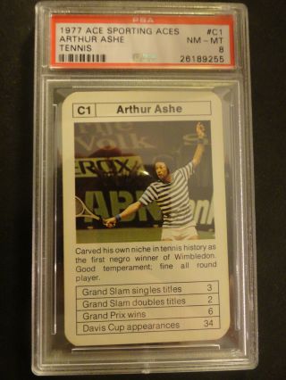 1977 Ace Sporting Aces Arthur Ashe Tennis Card Psa 8