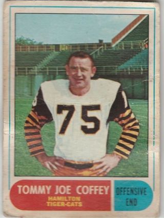 1968 Opc Cfl Tommy Joe Coffey Hamilton Tiger - Cats 44 (west Texas State)