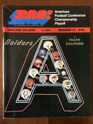 1970 Afc Nfl Championship Football Program Oakland Raiders Vs Miami Dolphins