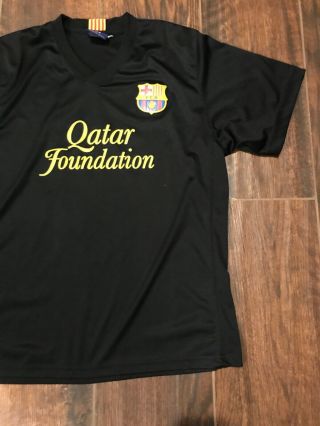 Messi Barcelona Soccer Jersey Mens Medium Authentic Black Qatar Foundation 2