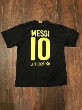 Messi Barcelona Soccer Jersey Mens Medium Authentic Black Qatar Foundation 8
