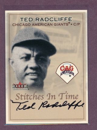 2001 Fleer Tradition Ted Radcliffe Stitches In Time Signature Autograph Card