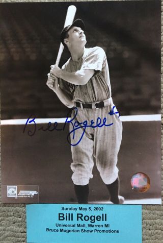 Bill Rogell Autographed 8x10 Photo 1935 Detroit Tigers World Series,