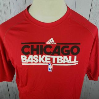 Adidas Chicago Bulls Climalite T - Shirt Sz M Performance Tee Red Graphic Nba