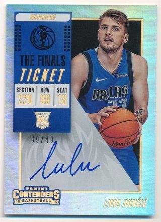 Luka Doncic 2018/19 Panini Contenders Rookie Finals Ticket Autograph Sp Auto /49