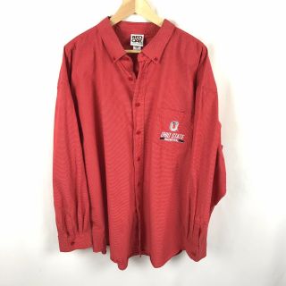 Ohio State Buckeyes Long Sleeve Button Down Dress Shirt Red Block O Mens Size 3x