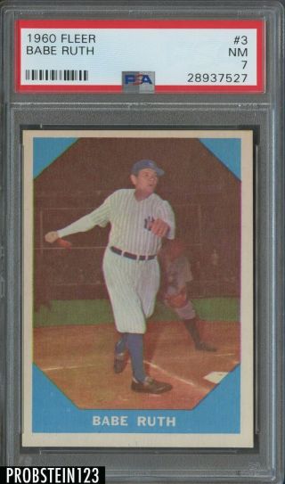 1960 Fleer 3 Babe Ruth York Yankees Hof Psa 7 Nm