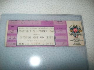 1990 All Star Game Ticket Wrigley Field Chicago Cubs Hr Derby Old Timers Game