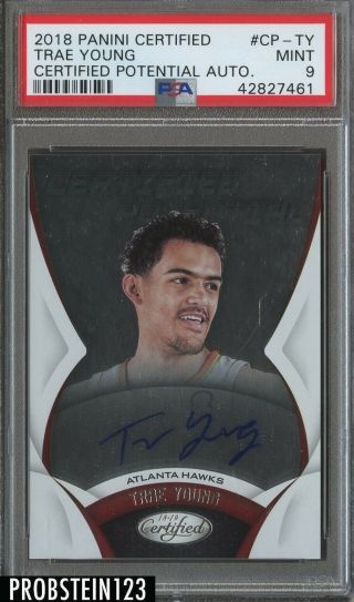 2018 - 19 Certified Potential Trae Young Rc Rookie Auto Atlanta Hawks Psa 9
