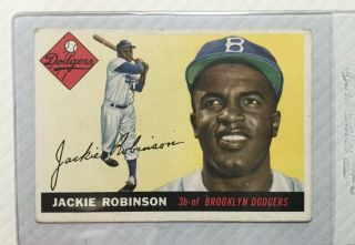 1955 Topps Baseball Hof 50 Jackie Robinson Brooklyn Dodgers Hof Vg/ex Raw