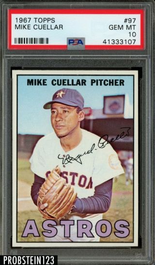 1967 Topps 97 Mike Cuellar Houston Astros Psa 10 Gem Pop 2