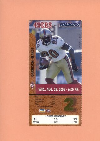 San Diego Chargers @ San Francisco 49ers 2002 Ticket Topps Garrison Hearst Photo