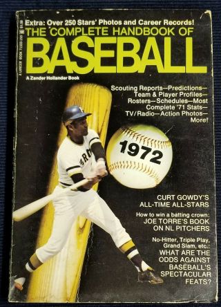 The Complete Handbook Of Baseball 1972 Roberto Clemente Zander Hollander Book
