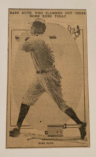 1926 World Series Babe Ruth Newspaper Photo And Caption 10 - 6 - 26 3 Home Runs