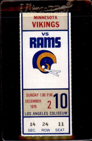 1979 Minnesota Vikings Los Angeles Rams 12/2/79 Ticket Stub Tommy Kramer 3 Td 