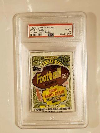 1986 Topps Cello Pack W/ Jerry Rice Rookie 161 Showing On Bottom Graded Psa 9