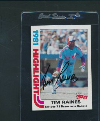 1982 Topps 3 Tim Raines Expos Signed Auto A3164