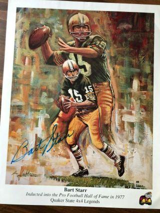 Green Bay Packer Bart Starr Autographed Lithograph