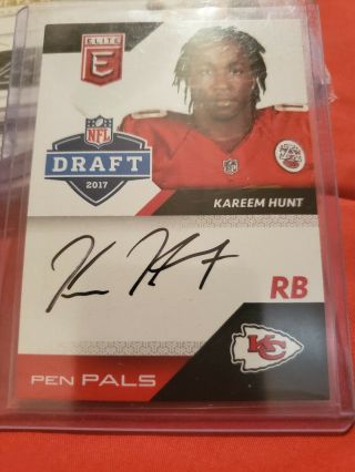 Kareem Hunt 2017 Panini Donruss Elite Pen Pals Chiefs Rc Rookie Auto Autograph