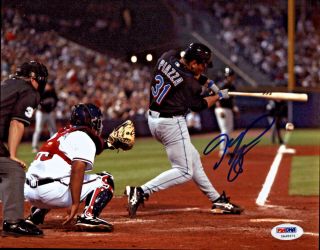 Mike Piazza Signed 8x10 York Mets Photo - Mlb Black Swing Psa/dna