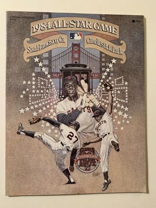 1984 San Francisco All Star Game Baseball Program.  Mays,  Marichal,  Mccovey.  Nrmt