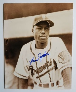 Sam Jethroe Signed B&w 8x10 Photo (guaranteed) Boston Braves - Negro League Auto