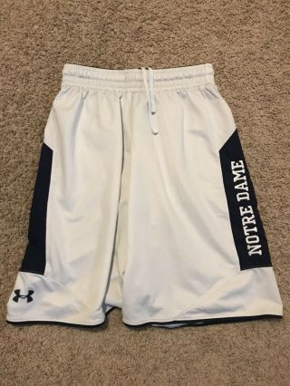 Notre Dame Irish Football Under Armour Team Issued Shorts Size Medium White Nd